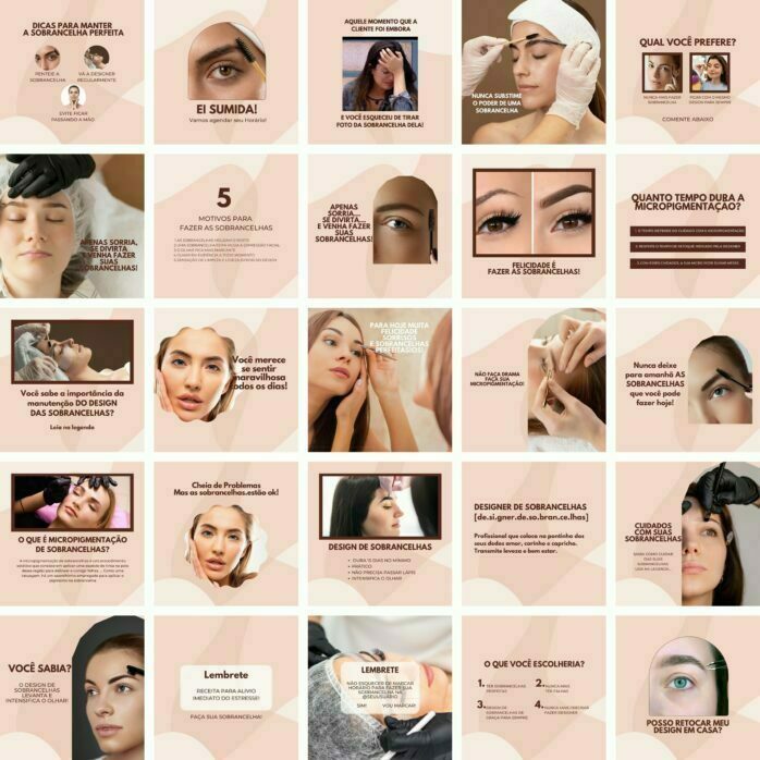 Templates Canva Designer de Sobrancelhas 200 Artes Editáveis + Bônus
