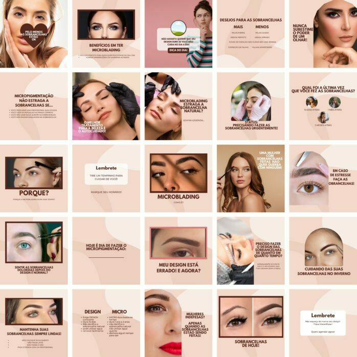 Templates Canva Designer de Sobrancelhas 200 Artes Editáveis + Bônus