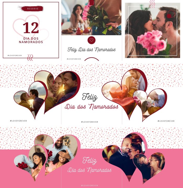 Templates Canva Dia dos Namorados Carrossel 6 Artes Editáveis + Bônus