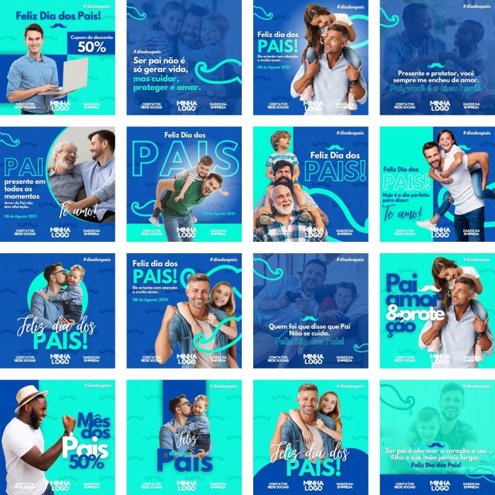 Templates Canva Dia dos Pais 32 Artes Editáveis + Bônus