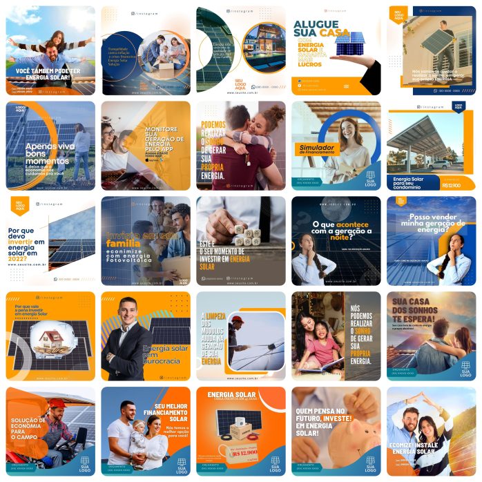 Templates Canva Energia Solar 200 Artes Editáveis + Bônus