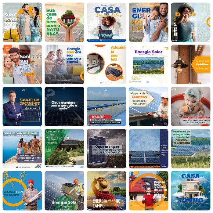 Templates Canva Energia Solar 200 Artes Editáveis + Bônus