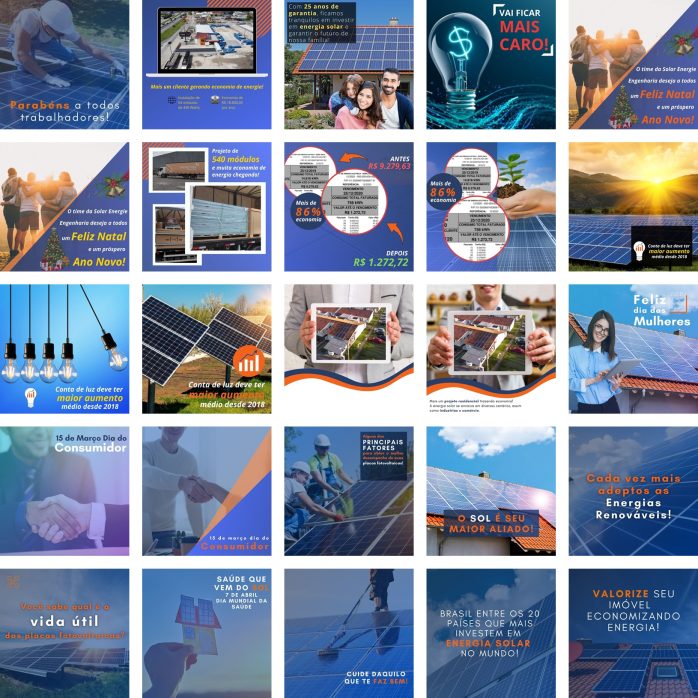 Templates Canva Energia Solar 50 Artes Editáveis + Bônus