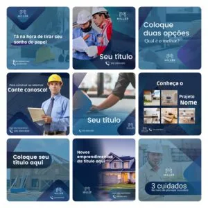 Templates Canva Engenharia Civil 30 Artes Editáveis + Bônus