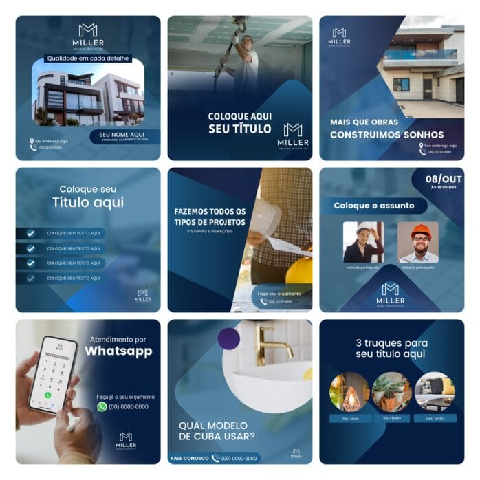 Templates Canva Engenharia Civil 30 Artes Editáveis + Bônus