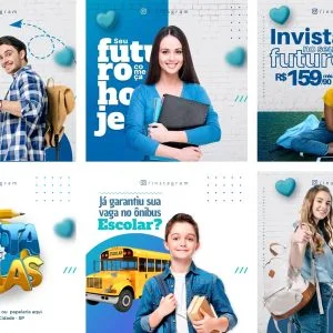 Templates Canva Escola Volta As Aulas 6 Artes Editáveis + Bônus