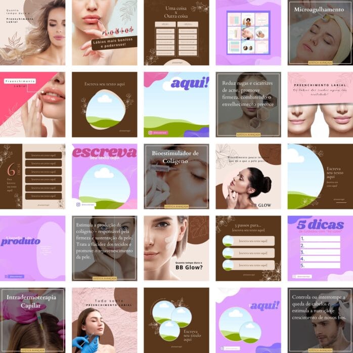 Templates Canva Estética 290 Artes Editáveis + Bônus