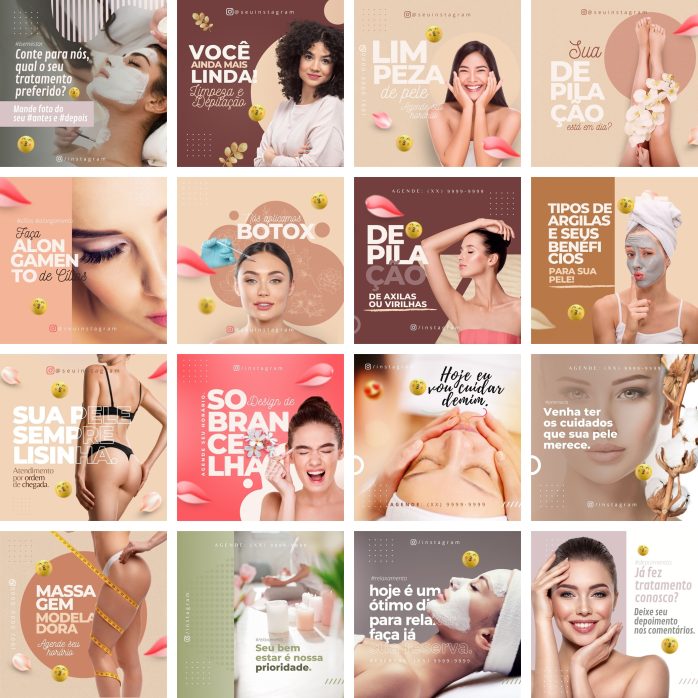 Templates Canva Estética 33 Artes Editáveis + Bônus