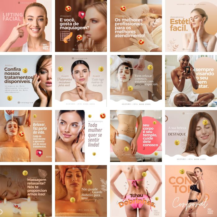 Templates Canva Estética 43 Artes Editáveis + Bônus