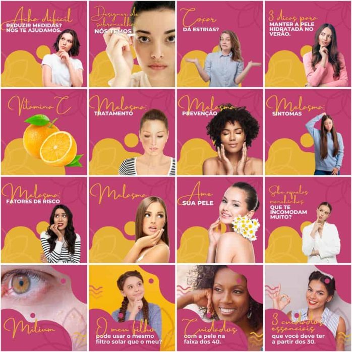 Templates Canva Estética Beleza 200 Artes Editáveis + Legendas