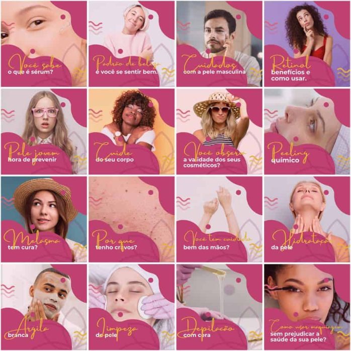 Templates Canva Estética Beleza 200 Artes Editáveis + Legendas