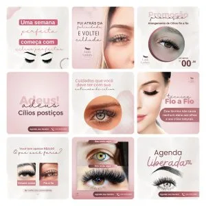 Templates Canva Extensão de Cílios 30 Artes Editáveis + Bônus 20 Templates Canva Extensão de Cílios 30 Artes Editáveis + Bônus