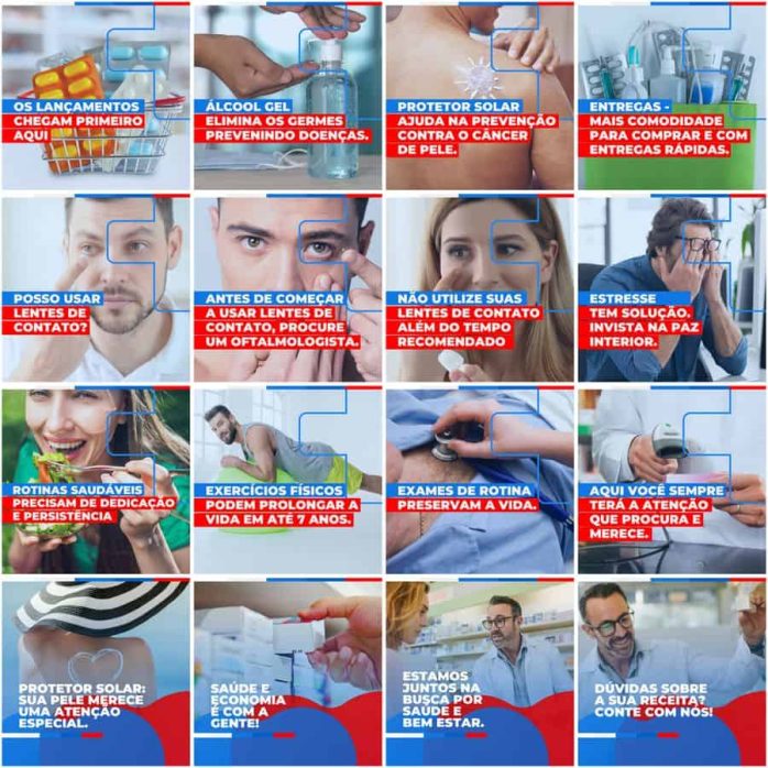 Templates Canva Farmácia Drogaria 200 Artes Editáveis + Legendas