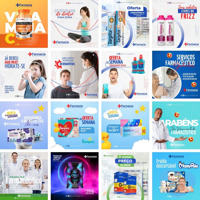 Templates Canva Fármacia Drogaria 39 Artes Editáveis + Bônus