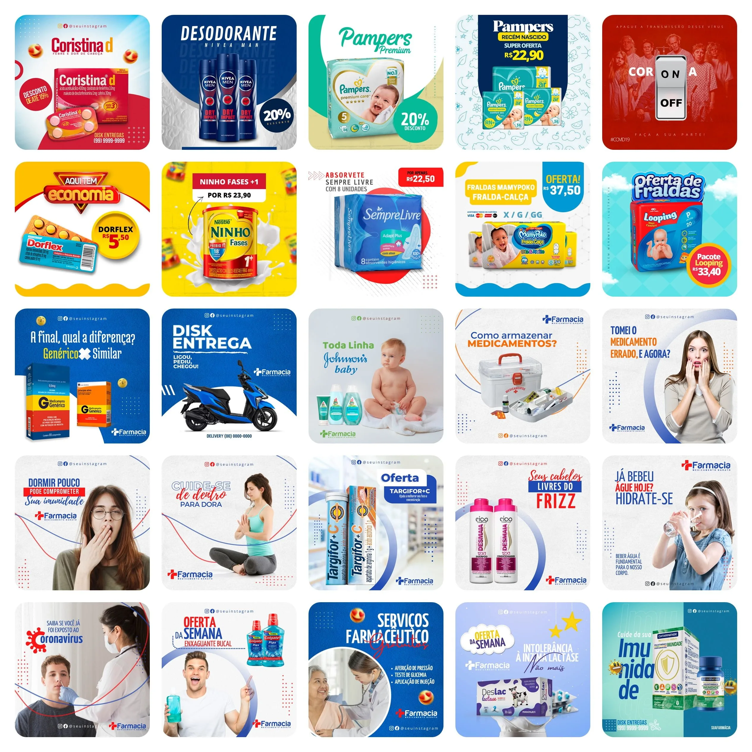 Templates Canva Farmacia Drogaria 50 Artes Editáveis + Bônus