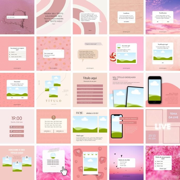 Templates Canva Feed Post Instagram 1.0 100 Artes Editáveis + Bônus