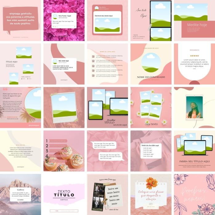 Templates Canva Feed Post Instagram 1.0 100 Artes Editáveis + Bônus