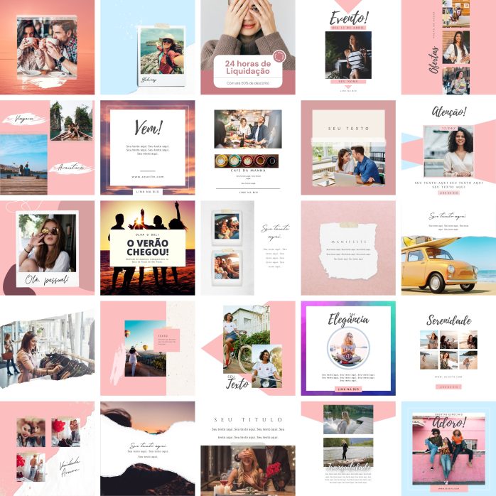 Templates Canva Feed Post Instagram 2.0 100 Artes Editáveis + Bônus