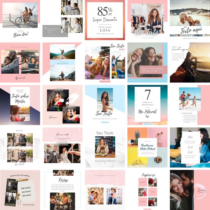 Templates Canva Feed Post Instagram 2.0 100 Artes Editáveis + Bônus