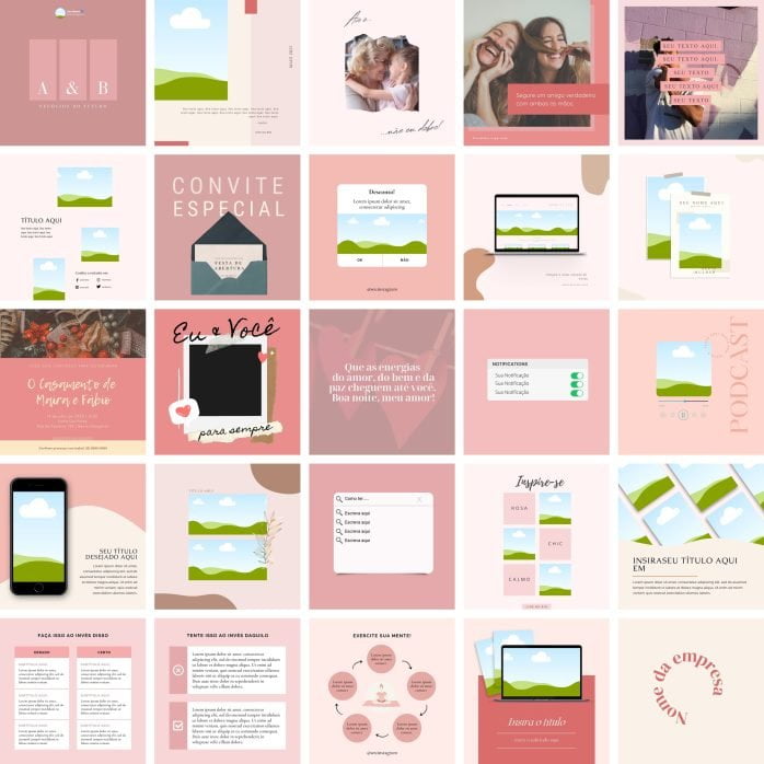 Templates Canva Feed Post Instagram 3.0 100 Artes Editáveis + Bônus