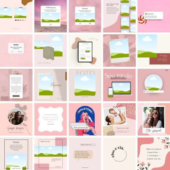 Templates Canva Feed Post Instagram 3.0 100 Artes Editáveis + Bônus