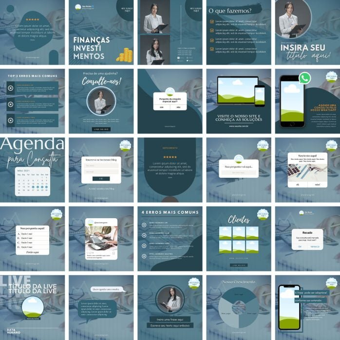 Templates Canva Finanças Investimento 25 Artes Editáveis + Bônus