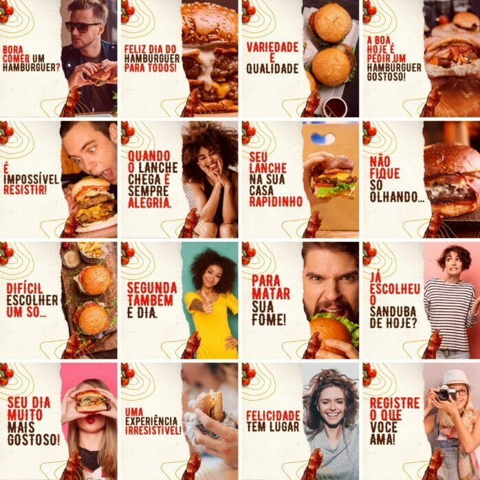 Templates Canva Hamburgueria 200 Artes Editáveis + Legendas