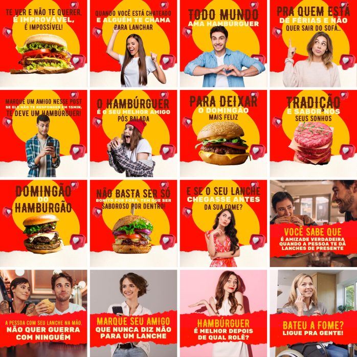 Templates Canva Hamburgueria 200 Artes Editáveis + Legendas