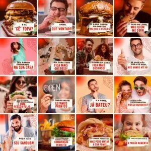 Templates Canva Hamburgueria 200 Artes Editáveis + Legendas
