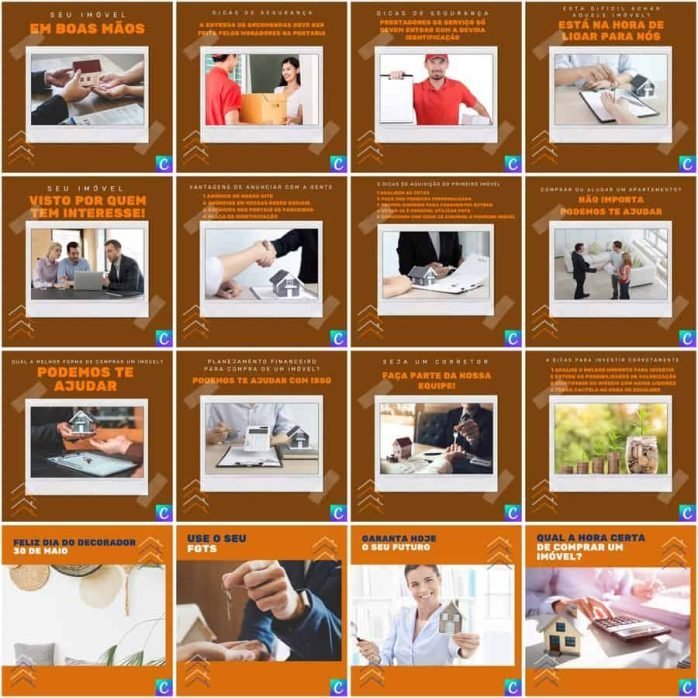 Templates Canva Imobiliária 200 Artes Editáveis + Legendas