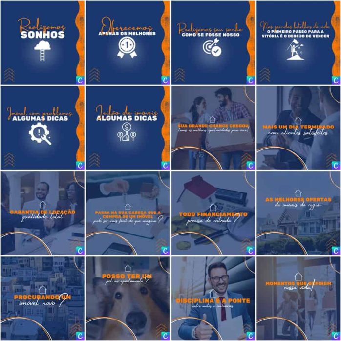 Templates Canva Imobiliária 200 Artes Editáveis + Legendas
