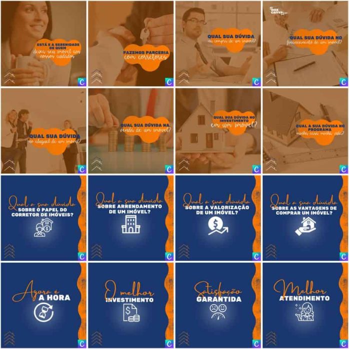 Templates Canva Imobiliária 200 Artes Editáveis + Legendas