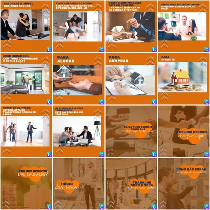 Templates Canva Imobiliária 200 Artes Editáveis + Legendas