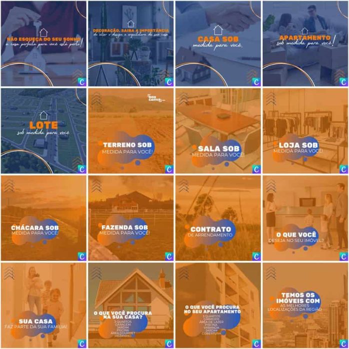 Templates Canva Imobiliária 200 Artes Editáveis + Legendas
