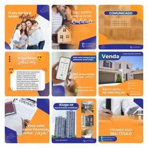 Templates Canva Imobiliária 30 Artes Editáveis + Bônus