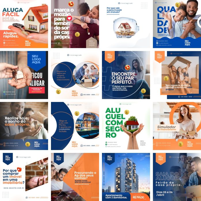Templates Canva Imobiliária 30 Artes Editáveis + Bônus