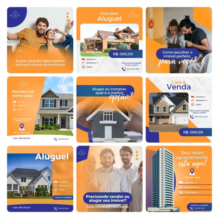 Templates Canva Imobiliária 30 Artes Editáveis + Bônus