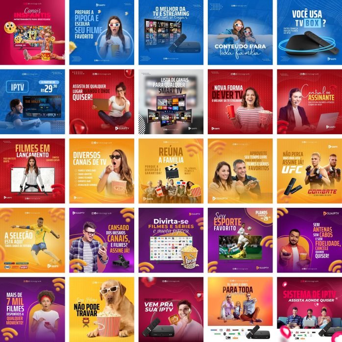 Templates Canva IPTV TV Assinatura 60 Artes Editáveis + Bônus