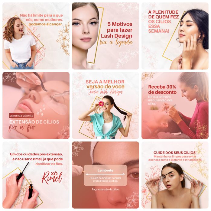 Templates Canva Lash Designer 30 Artes Editáveis + Bônus