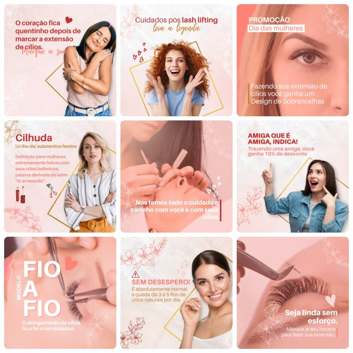 Templates Canva Lash Designer 30 Artes Editáveis + Bônus