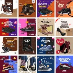 Templates Canva Loja de Calçados 30 Artes Editáveis + Bônus