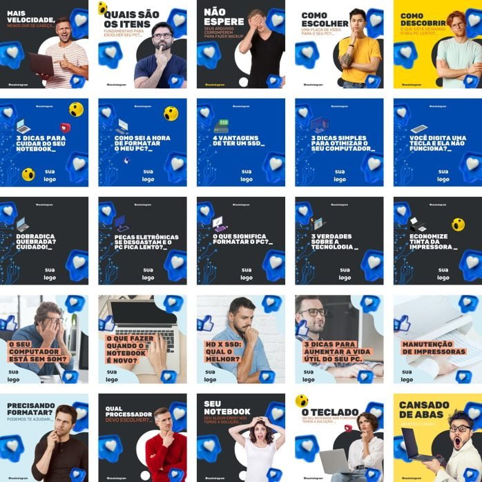 Templates Canva Loja de Informática 200 Artes Editáveis + Bônus