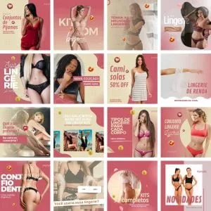 Templates Canva Loja de Lingerie Moda Íntima 30 Artes Editáveis + Bônus