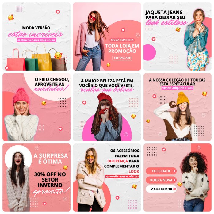 Templates Canva Loja de Roupas 30 Artes Editáveis + Bônus