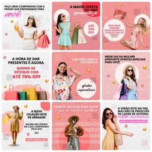 Templates Canva Loja de Roupas 30 Artes Editáveis + Bônus