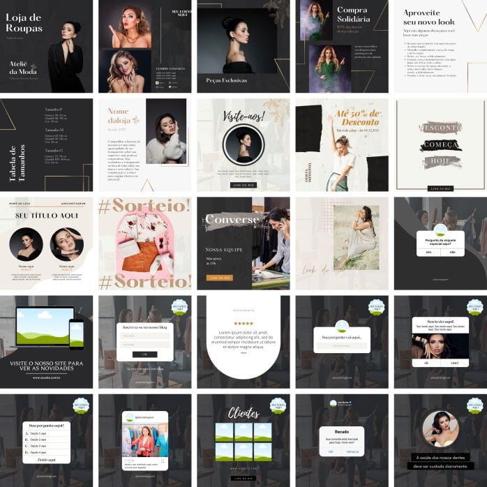 Templates Canva Loja de Roupas 30 Artes Editáveis + Bônus