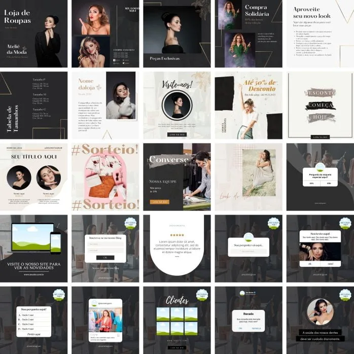 Templates Canva Loja de Roupas 30 Artes Editáveis + Bônus