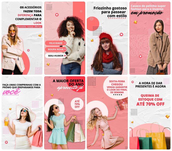 Templates Canva Loja de Roupas 30 Artes Editáveis Storie + Bônus