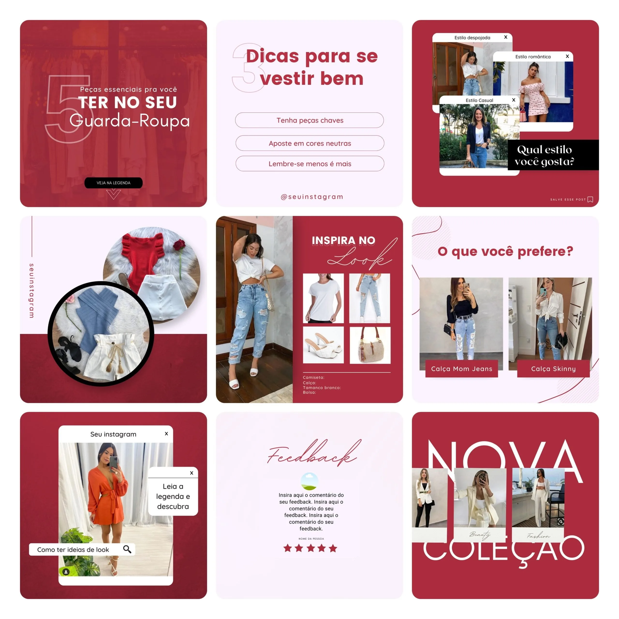 Templates Canva Loja de Roupas Femina 40 Artes Editáveis + Bônus 3 Templates Canva Loja de Roupas Femina 40 Artes Editáveis + Bônus