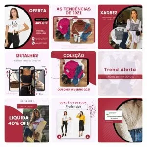 Templates Canva Loja de Roupas Femina 40 Artes Editáveis + Bônus